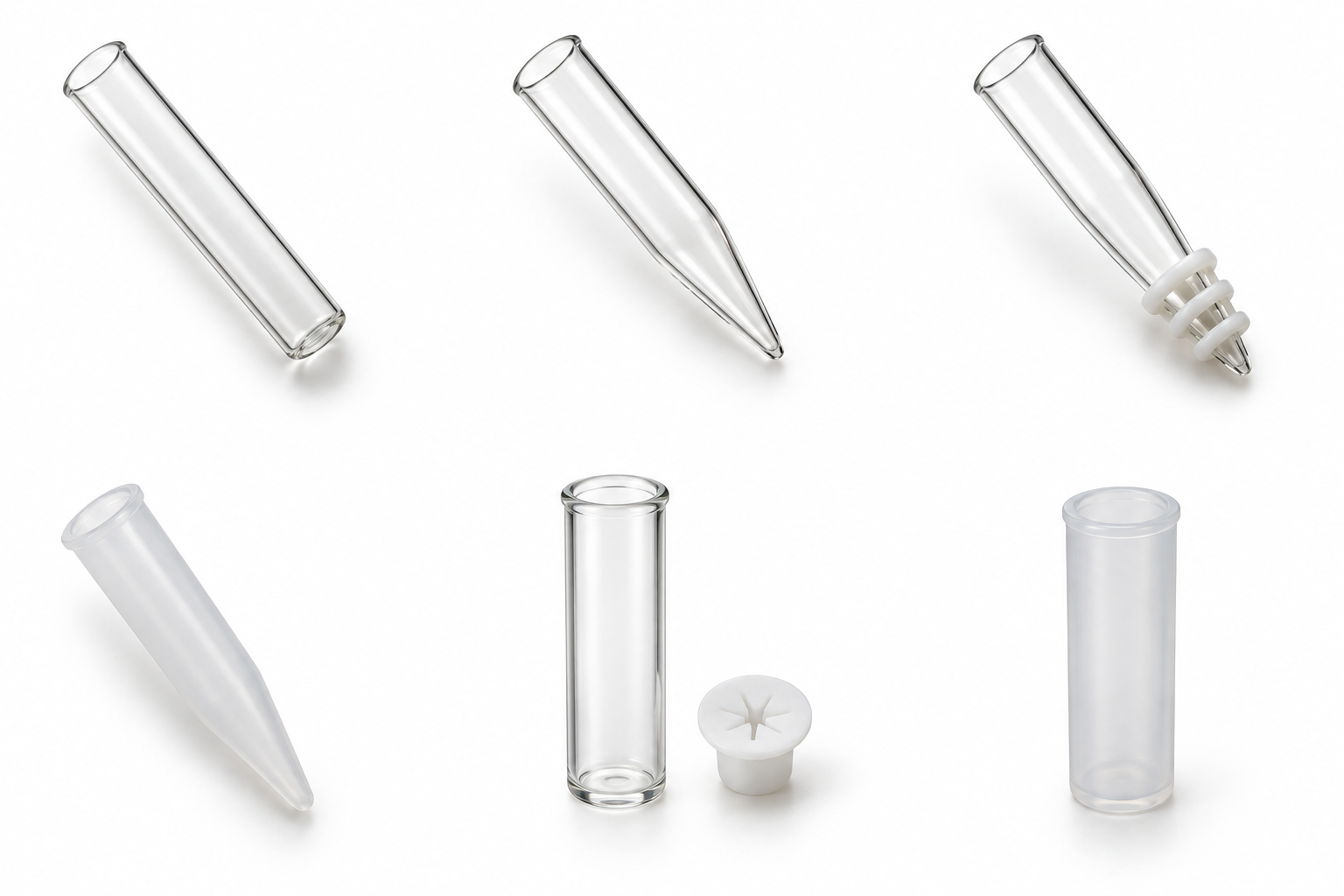 Clear glass shell vial with smooth unthreaded lip. Product view for 1 ml Clear Glass Shell Vial. Representative product type; verify exact specification.