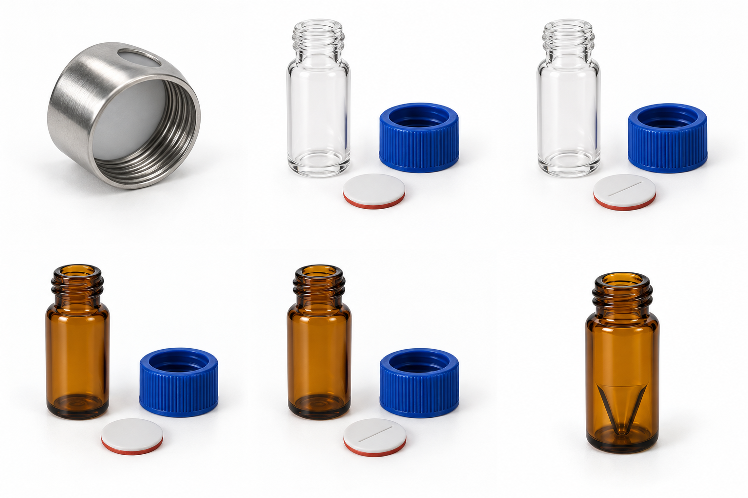 Steel magnetic screw cap with visible internal thread and septum. Product view for 18 mm Magnetic Screw Cap & Septa. Representative product type; verify exact specification.