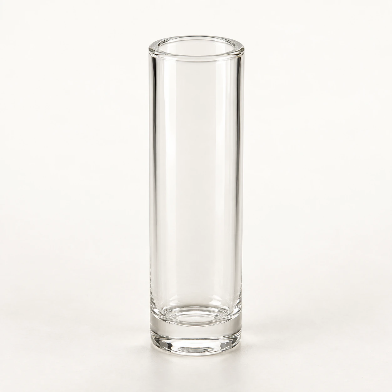 Clear glass shell vial with smooth unthreaded lip. Product view for 1 ml Clear Glass Shell Vial. Representative product type; verify exact specification.